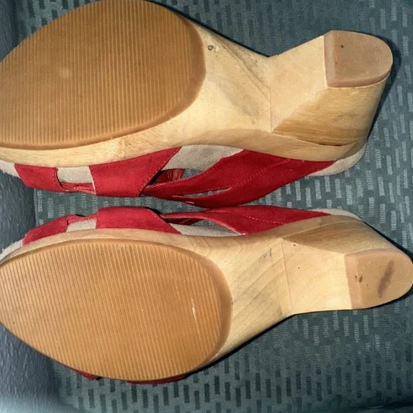 EARTHIES Tropez Suede FLOWER Wedge MULES Size 9 - Picture 4 of 5